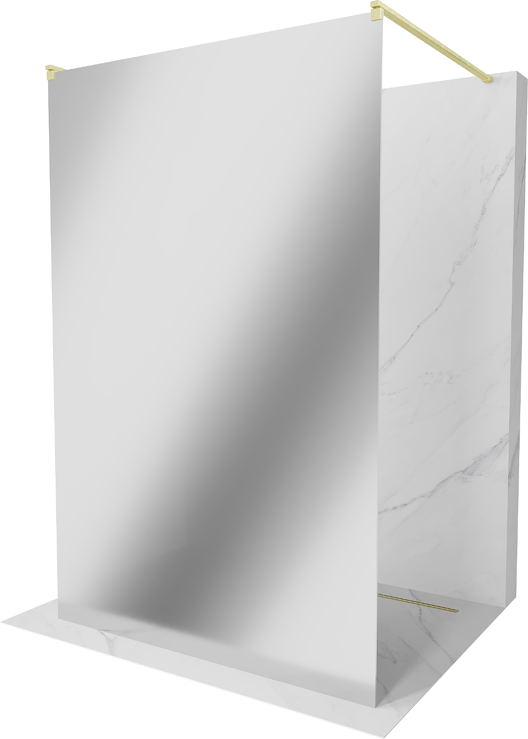 Mexen Kioto ścianka prysznicowa wolnostojąca 140 x 200 cm, lustro 8 mm, złota szczotkowana - 800-140-002-55-50