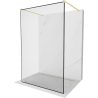 Mexen Kioto ścianka prysznicowa wolnostojąca 100 x 200 cm, czarny wzór 8 mm, złota szczotkowana - 800-100-002-55-70