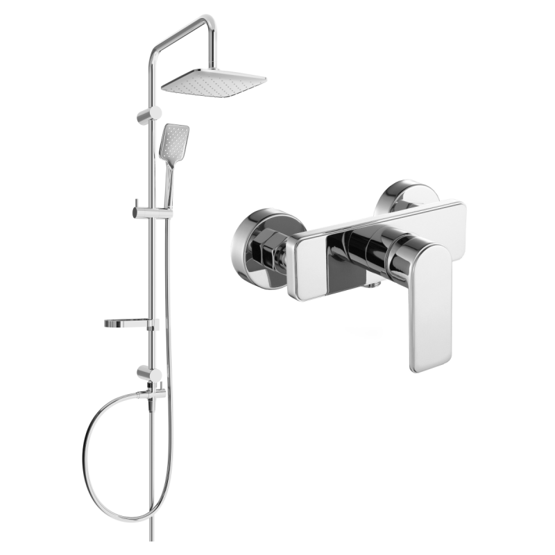 Mexen Sven zestaw prysznicowy natynkowy z deszczownicą i baterią prysznicową Cetus, chrom - 744340262-00