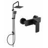 Mexen Tord zestaw prysznicowy natynkowy z deszczownicą i baterią prysznicową Cetus, czarny - 744340200-70