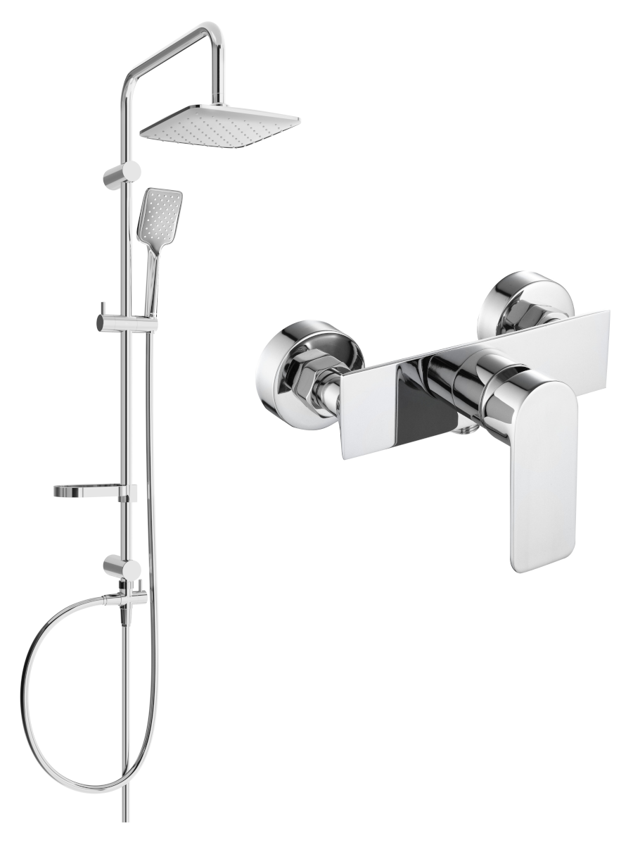 Mexen Sven zestaw prysznicowy natynkowy z deszczownicą i baterią prysznicową Alfa, chrom - 745740262-00