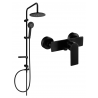 Mexen Carl zestaw prysznicowy natynkowy z deszczownicą i baterią prysznicową Alfa, czarny - 745740240-70