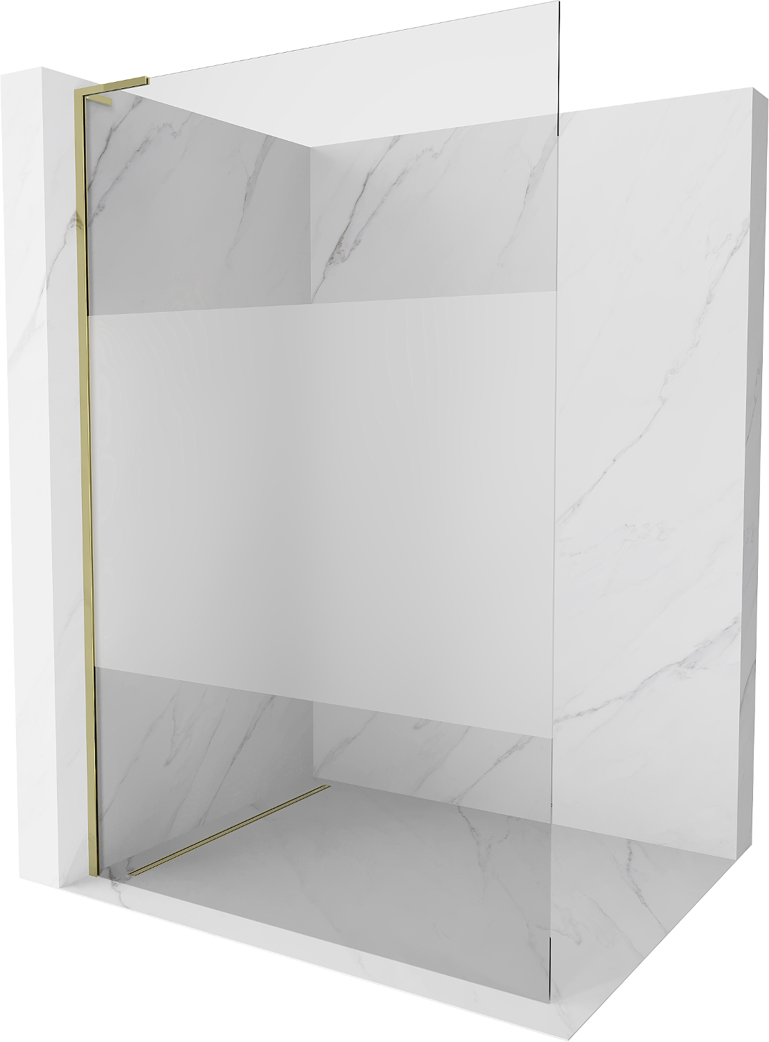 Mexen Kioto L ścianka prysznicowa Walk-in 90 x 200 cm, transparent/szron, złota - 800-090-103-50-35