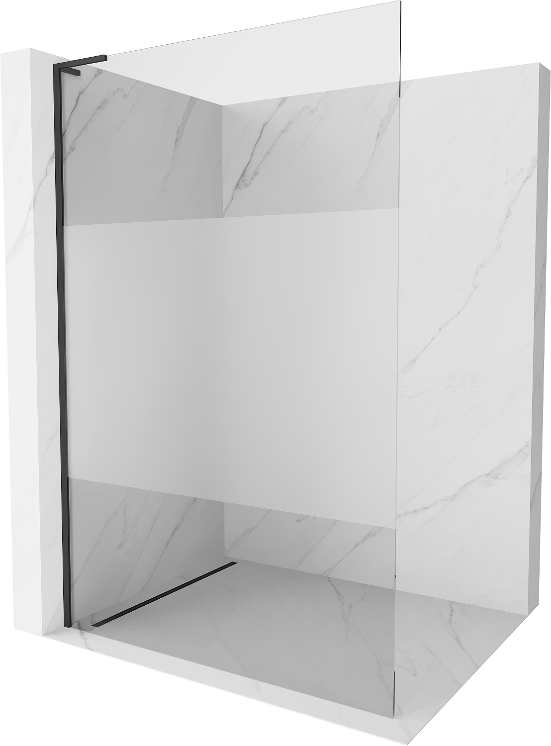 Mexen Kioto L ścianka prysznicowa Walk-in 110 x 200 cm, transparent/szron, czarna - 800-110-103-70-35