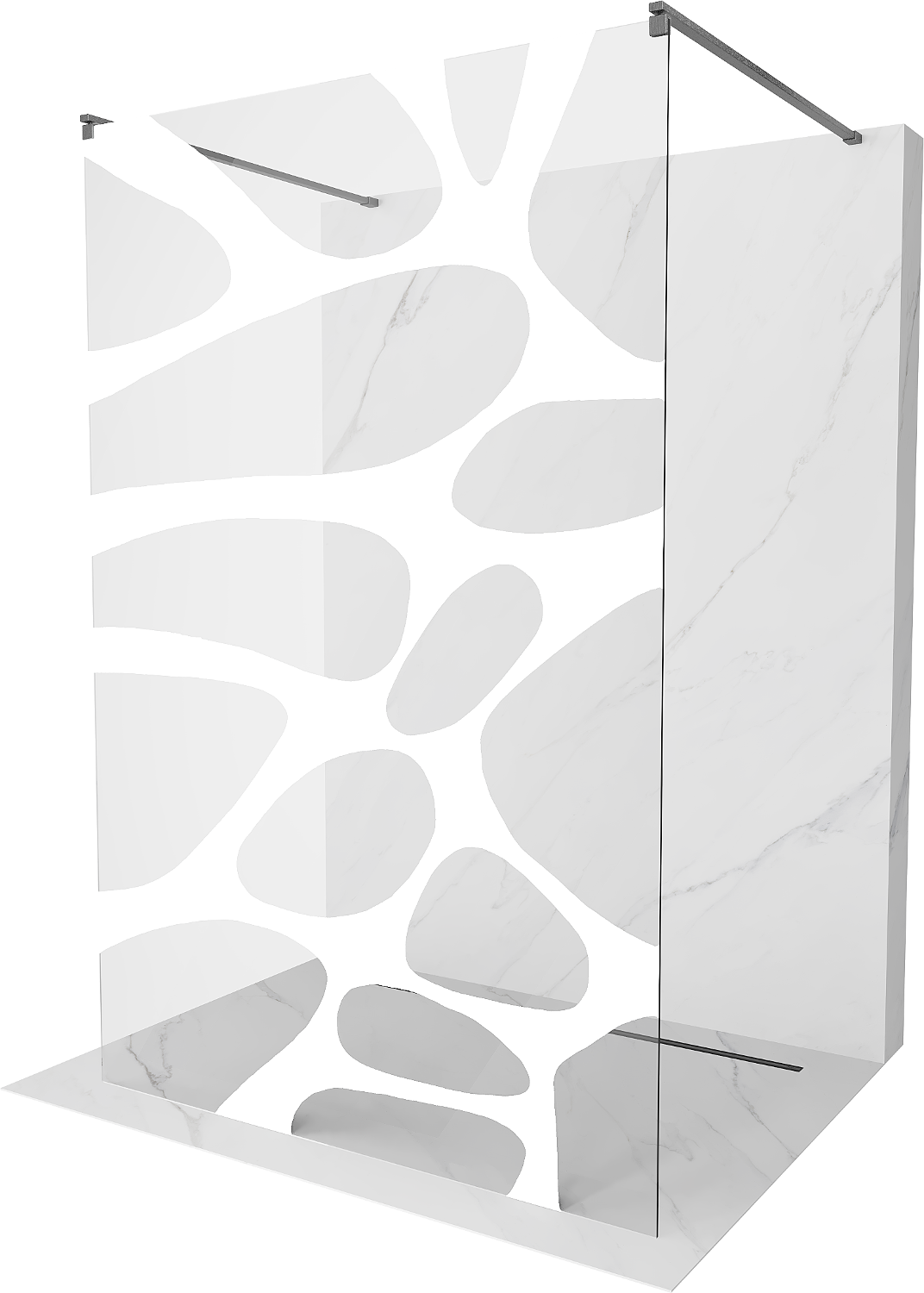 Mexen Kioto ścianka prysznicowa wolnostojąca 100 x 200 cm, biały wzór 8 mm, gun gray szczotkowany - 800-100-002-66-97