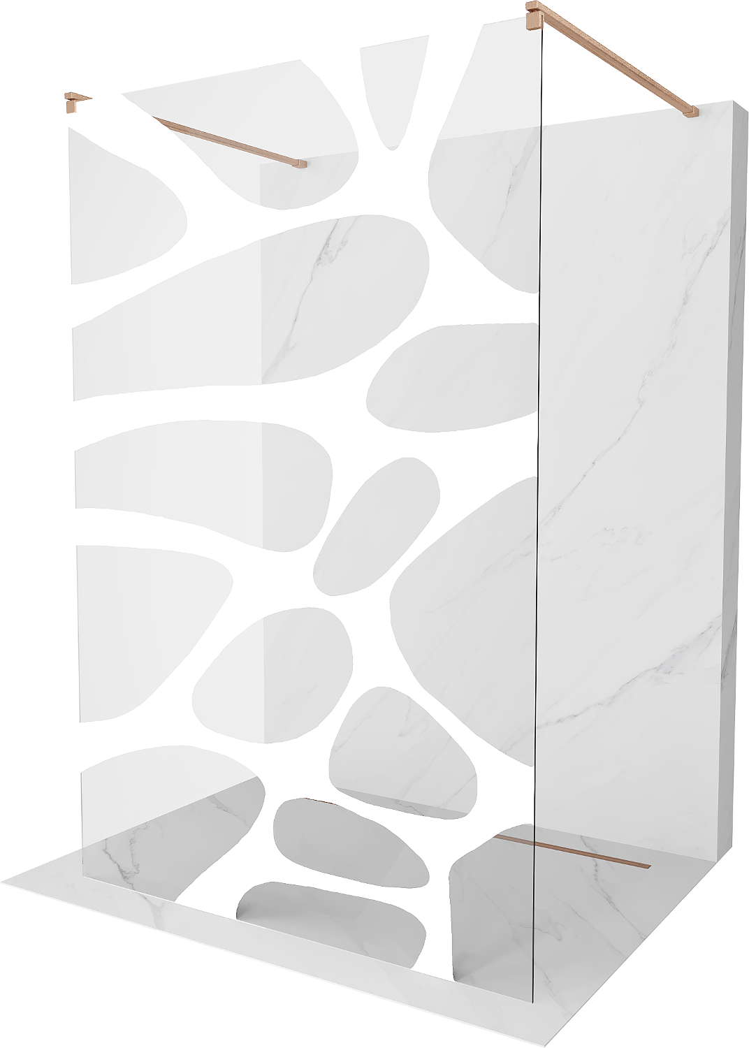 Mexen Kioto ścianka prysznicowa wolnostojąca 110 x 200 cm, biały wzór 8 mm, miedź szczotkowana - 800-110-002-65-97