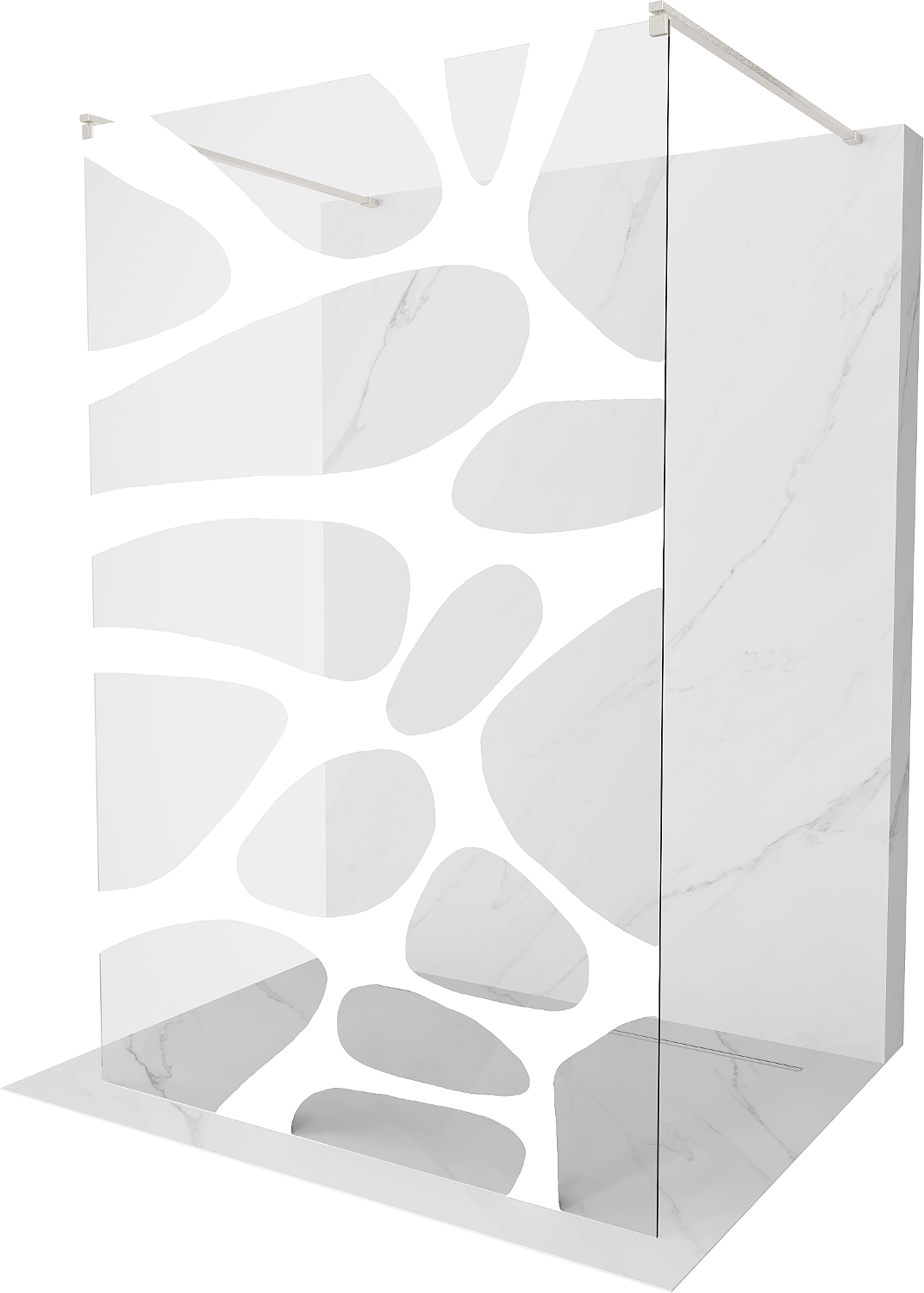 Mexen Kioto ścianka prysznicowa wolnostojąca 140 x 200 cm, biały wzór 8 mm, nikiel szczotkowany - 800-140-002-97-97