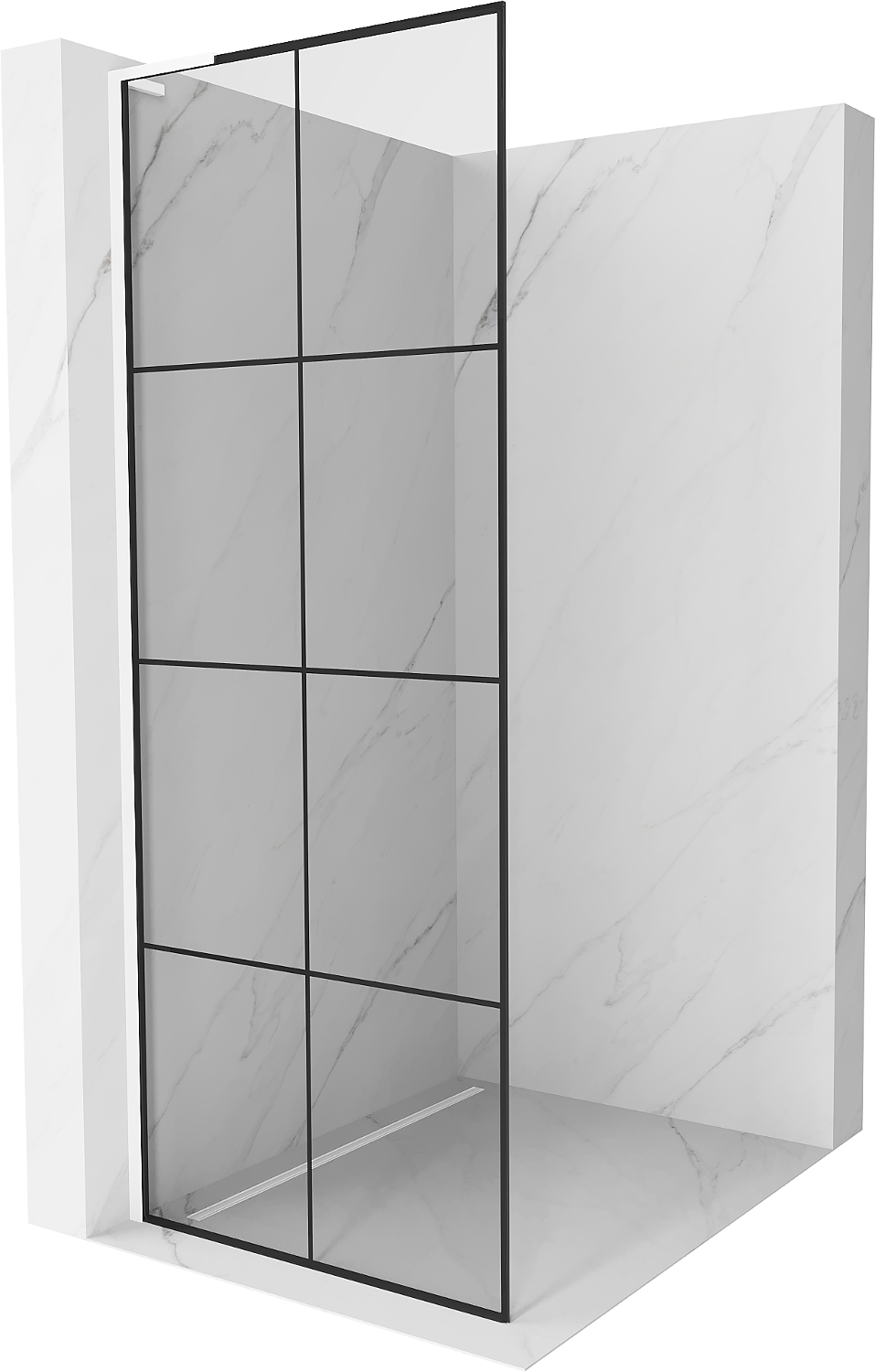 Mexen Kioto L ścianka prysznicowa Walk-in 80 x 200 cm, czarny wzór, biała - 800-080-103-20-77