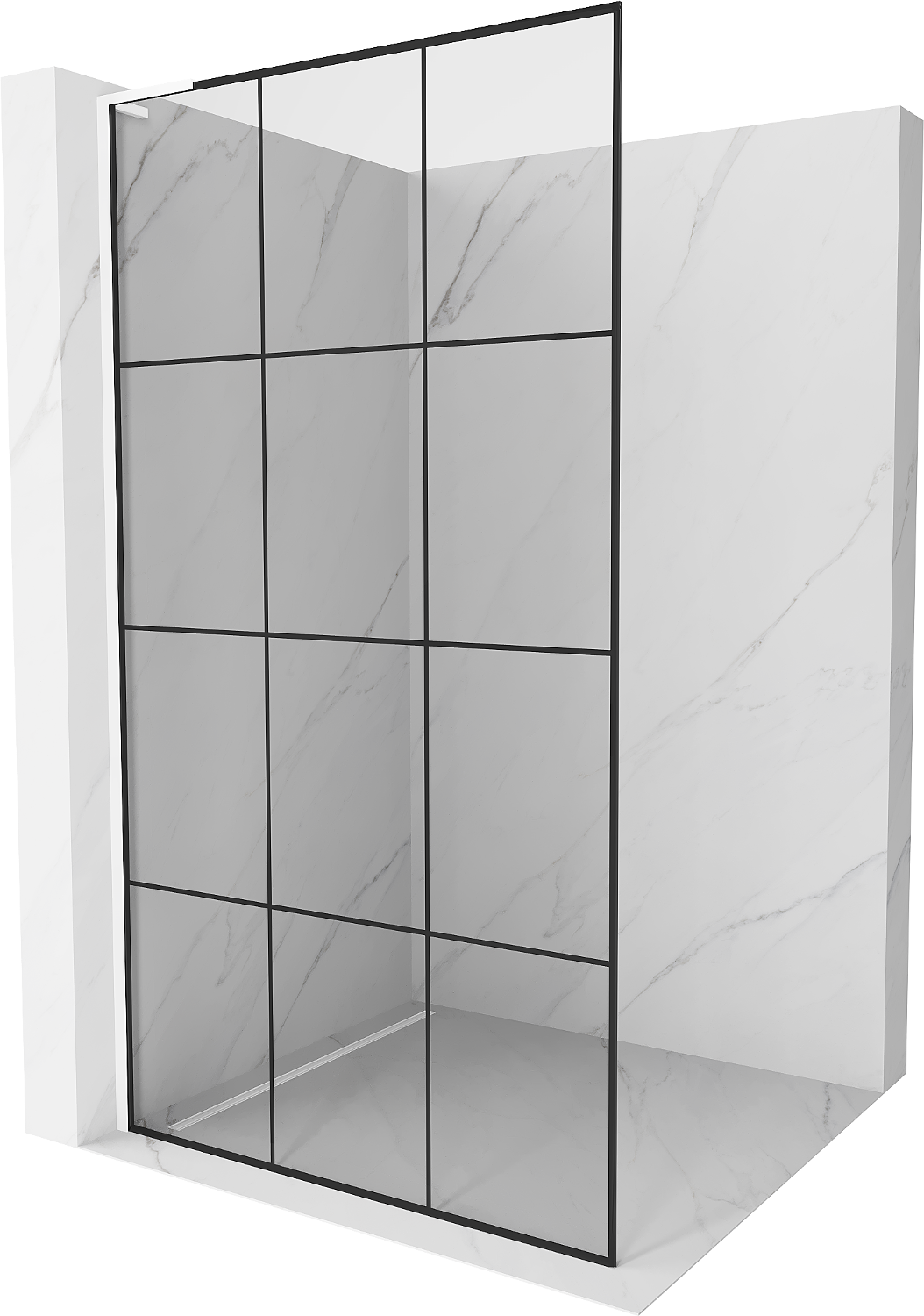 Mexen Kioto L ścianka prysznicowa Walk-in 100 x 200 cm, czarny wzór, biała - 800-100-103-20-77
