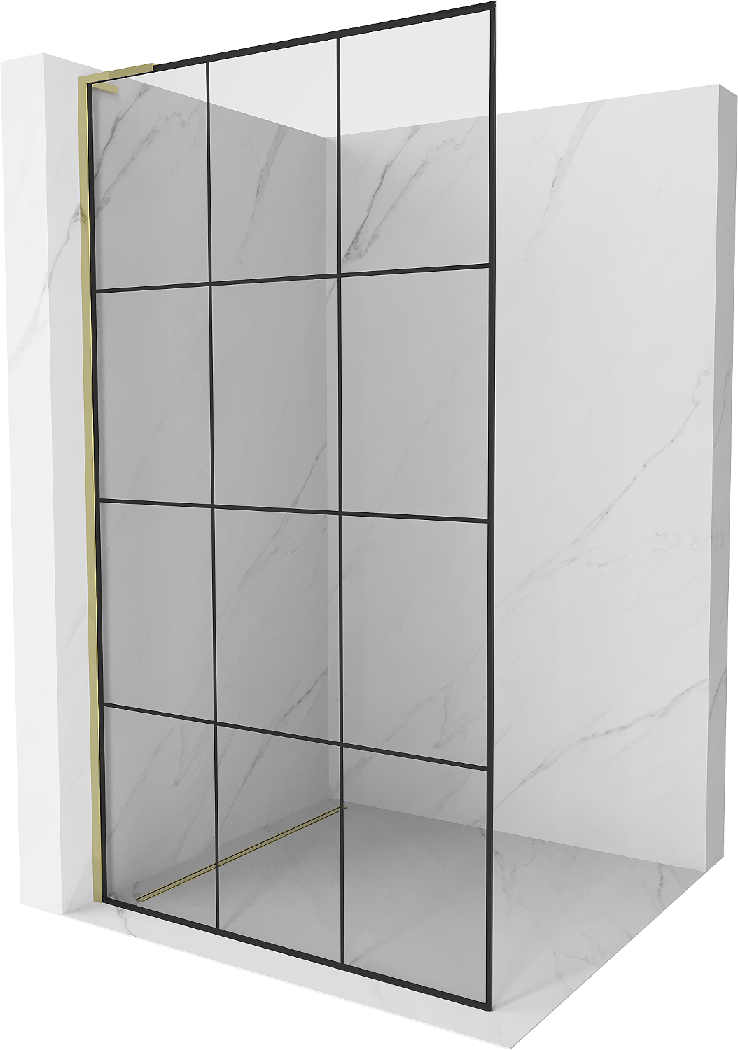 Mexen Kioto L ścianka prysznicowa Walk-in 110 x 200 cm, czarny wzór, złota - 800-110-103-50-77
