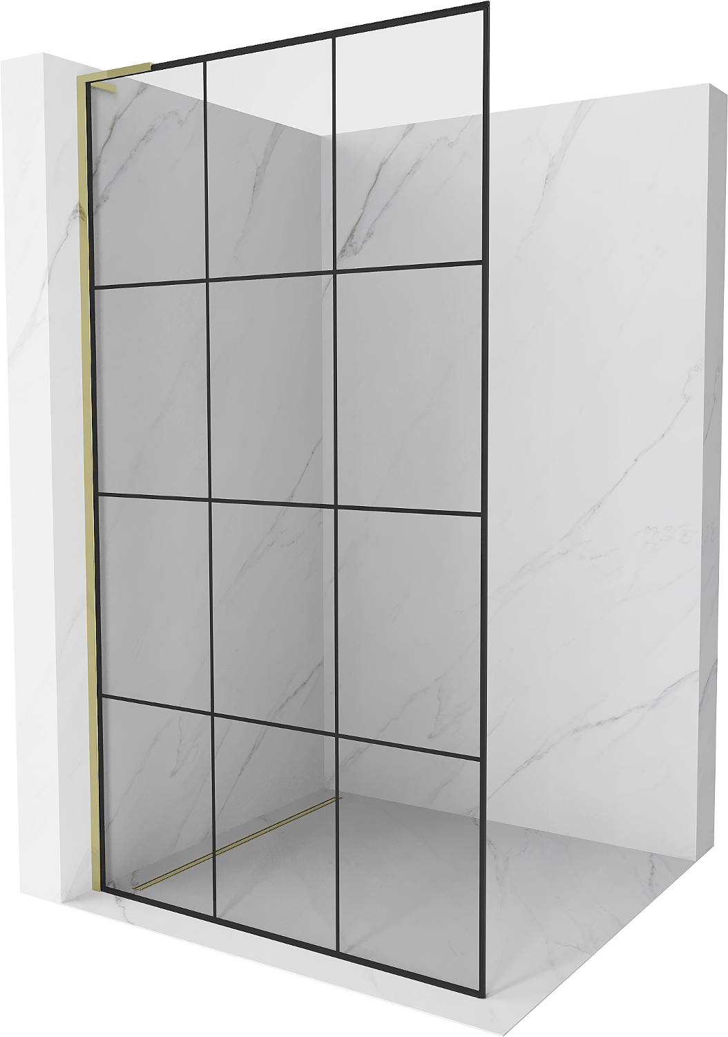 Mexen Kioto L ścianka prysznicowa Walk-in 120 x 200 cm, czarny wzór, złota - 800-120-103-50-77