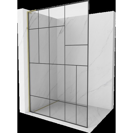 Mexen Kioto L ścianka prysznicowa Walk-in 80 x 200 cm, czarny wzór, złota - 800-080-103-50-78