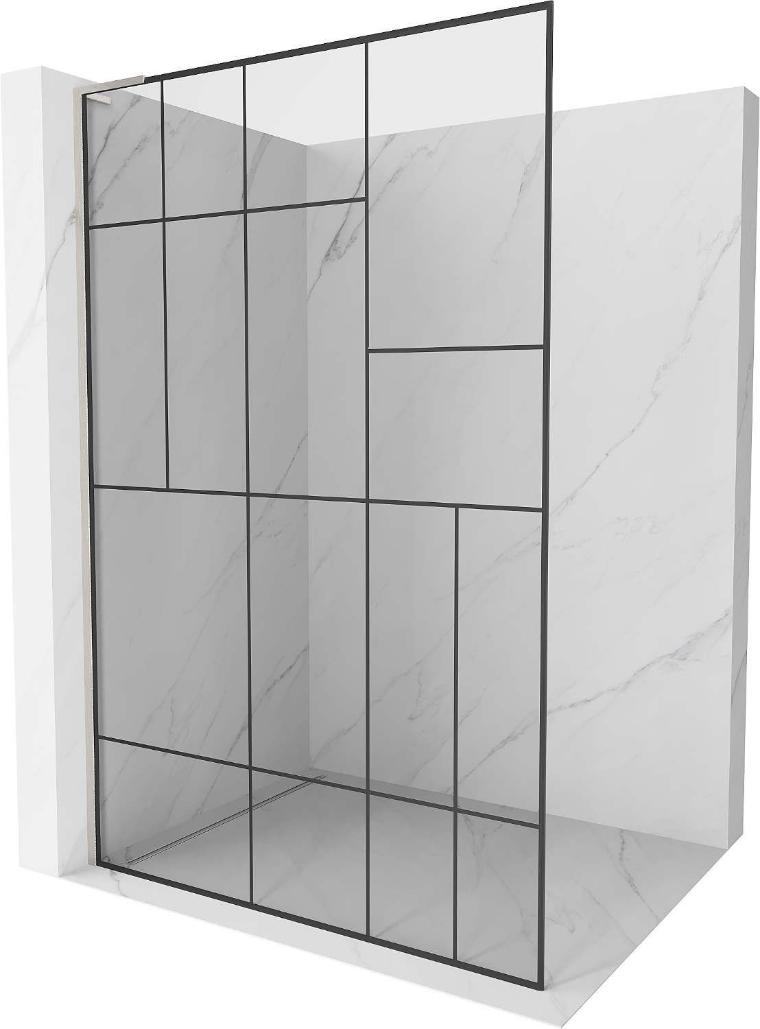 Mexen Kioto L ścianka prysznicowa Walk-in 120 x 200 cm, czarny wzór, nikiel szczotkowany - 800-120-103-97-78