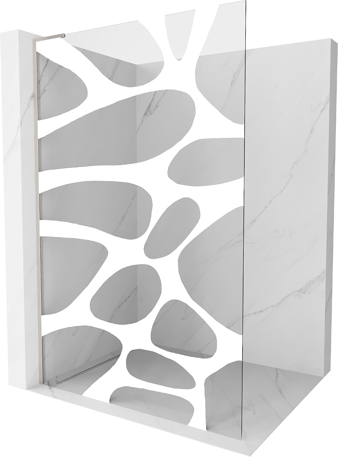 Mexen Kioto L ścianka prysznicowa Walk-in 110 x 200 cm, biały wzór, nikiel szczotkowany - 800-110-103-97-97