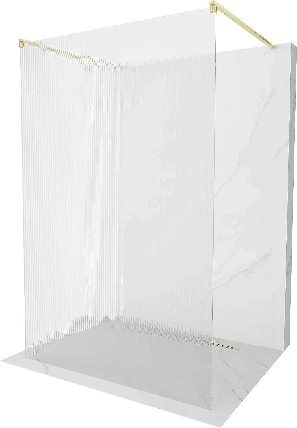 Mexen Kioto ścianka prysznicowa wolnostojąca 110 x 200 cm, prążki 8 mm, złota szczotkowana - 800-110-002-55-09