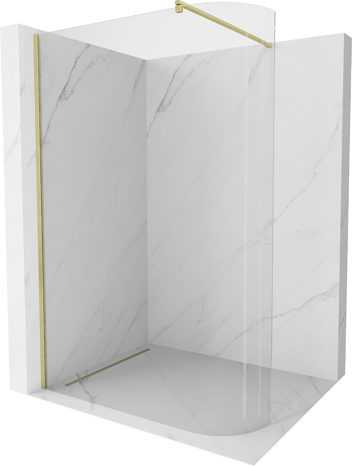 Mexen Kioto ścianka prysznicowa zaokrąglona Walk-in 110 x 200 cm, transparent 8 mm, złota szczotkowana - 800-110-101-55-06