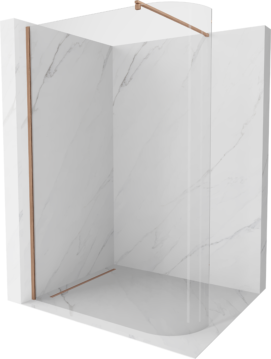 Mexen Kioto ścianka prysznicowa zaokrąglona Walk-in 150 x 200 cm, transparent 8 mm, miedź szczotkowana - 800-150-101-65-06
