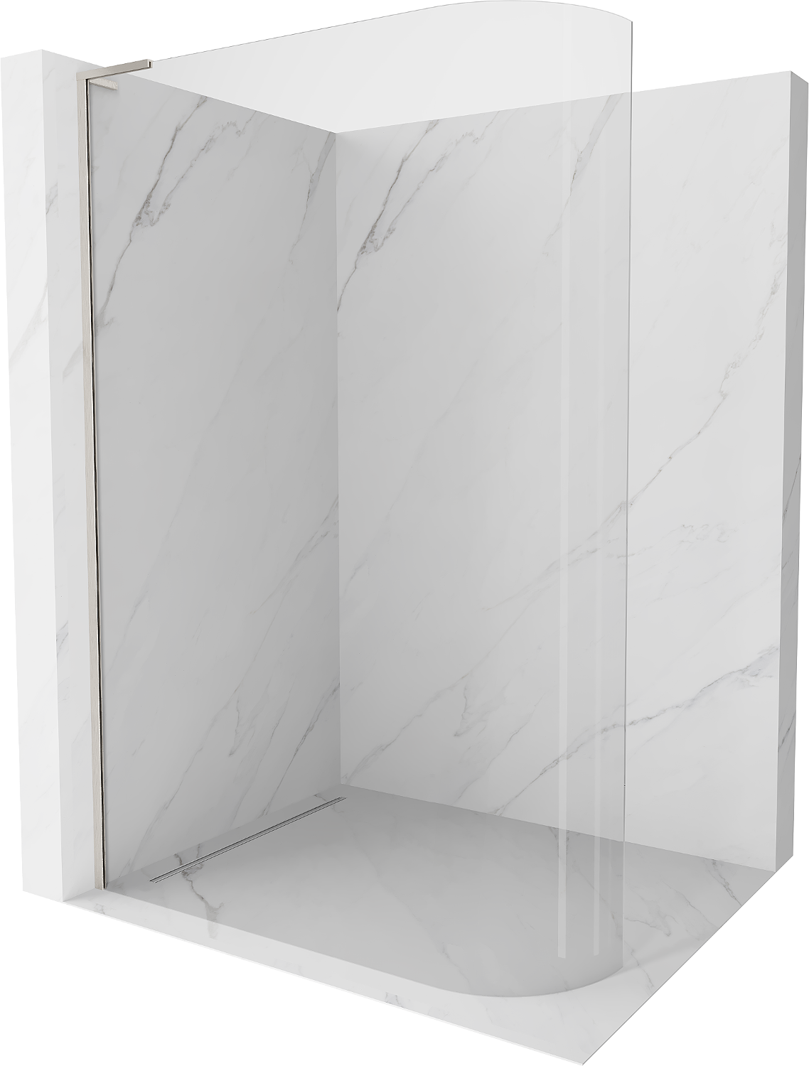 Mexen Kioto L ścianka prysznicowa zaokrąglona Walk-in 80 x 200 cm, transparent, nikiel szczotkowany - 800-080-103-97-06