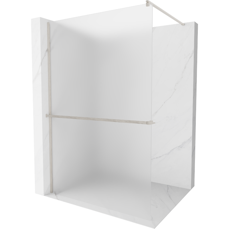 Mexen Kioto+ ścianka prysznicowa z półką Walk-in 100 x 200 cm, szron, nikiel szczotkowany - 800-100-121-97-30