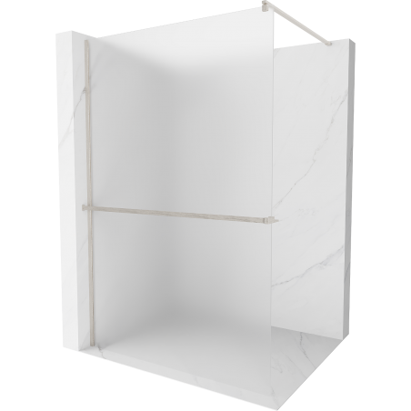 Mexen Kioto+ ścianka prysznicowa z półką Walk-in 100 x 200 cm, szron, nikiel szczotkowany - 800-100-121-97-30