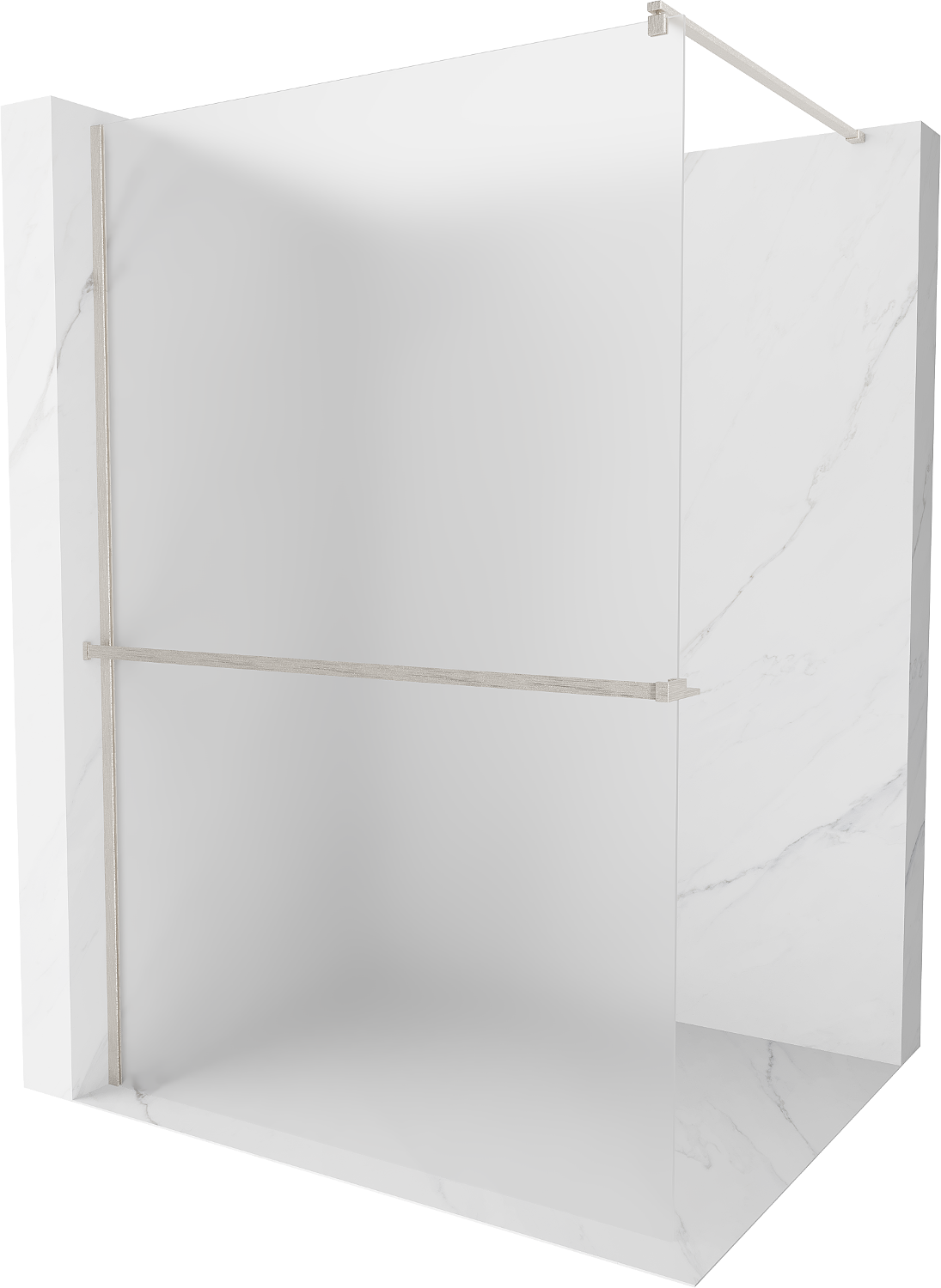 Mexen Kioto+ ścianka prysznicowa z półką Walk-in 140 x 200 cm, szron, nikiel szczotkowany - 800-140-121-97-30