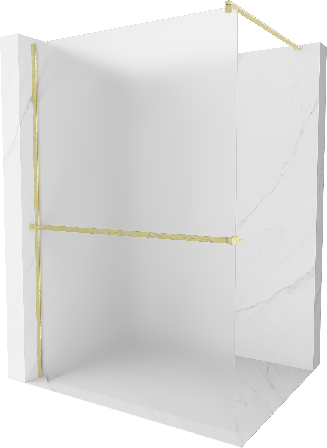 Mexen Kioto+ ścianka prysznicowa z półką Walk-in 70 x 200 cm, szron, złota szczotkowana - 800-070-121-55-30