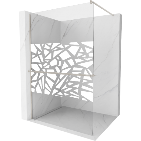 Mexen Kioto+ ścianka prysznicowa z półką Walk-in 80 x 200 cm, biały wzór, nikiel szczotkowany - 800-080-121-97-85