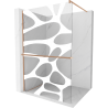 Mexen Kioto+ ścianka prysznicowa z półką Walk-in 110 x 200 cm, biały wzór, miedź szczotkowana - 800-110-121-65-97