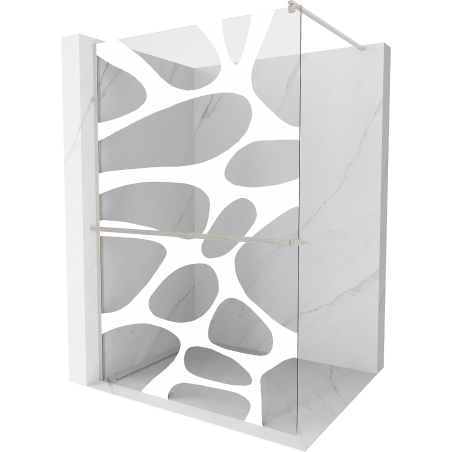 Mexen Kioto+ ścianka prysznicowa z półką Walk-in 70 x 200 cm, biały wzór, nikiel szczotkowany - 800-070-121-97-97