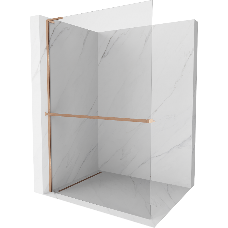 Mexen Kioto+ L ścianka prysznicowa z półką Walk-in 50 x 200 cm, transparent, miedź szczotkowana - 800-050-123-65-00
