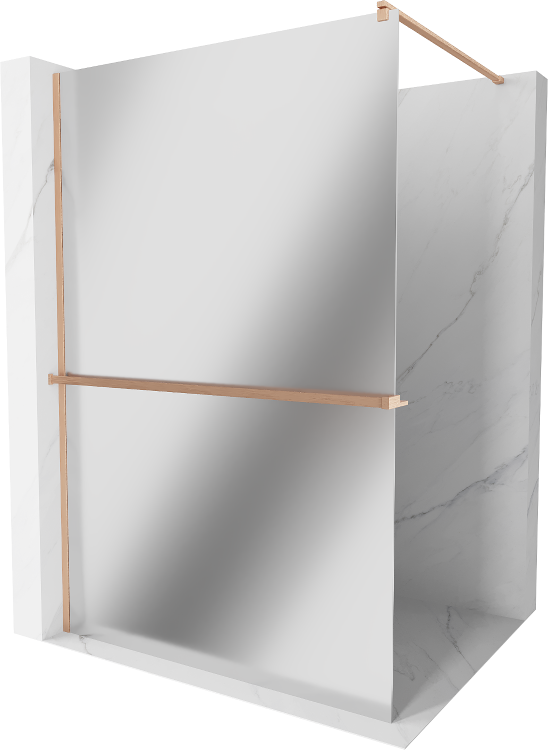 Mexen Kioto+ ścianka prysznicowa z półką Walk-in 70 x 200 cm, lustro, miedź szczotkowana - 800-070-121-65-50