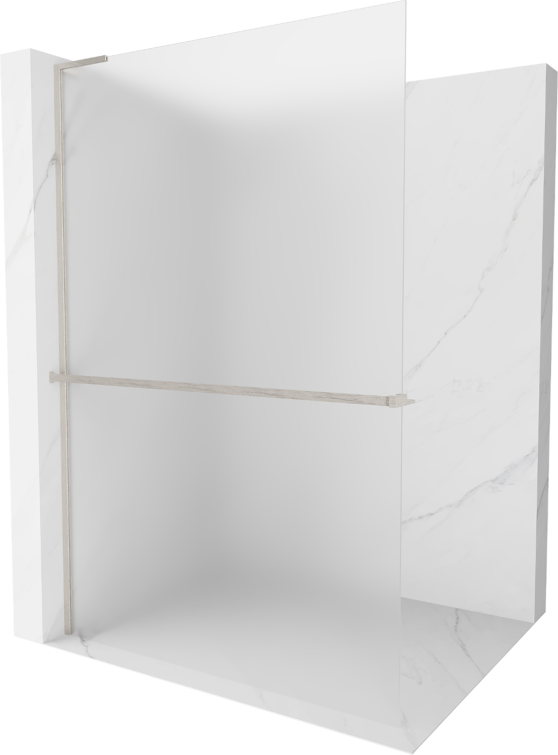 Mexen Kioto+ L ścianka prysznicowa z półką Walk-in 110 x 200 cm, szron, nikiel szczotkowany - 800-110-123-97-30