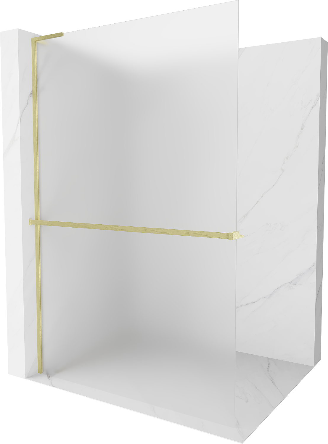 Mexen Kioto+ L ścianka prysznicowa z półką Walk-in 100 x 200 cm, szron, złota szczotkowana - 800-100-123-55-30
