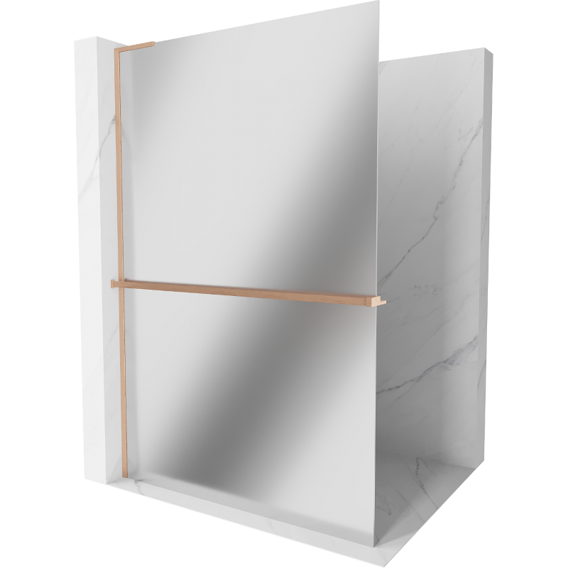 Mexen Kioto+ L ścianka prysznicowa z półką Walk-in 80 x 200 cm, lustro, miedź szczotkowana - 800-080-123-65-50