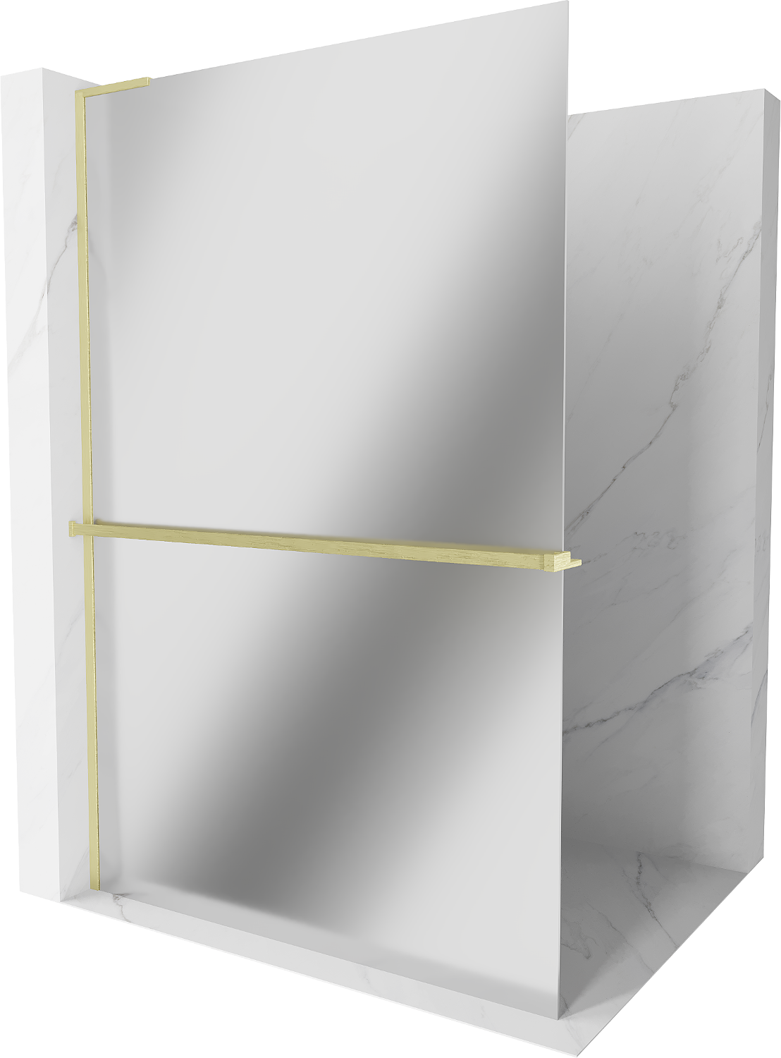 Mexen Kioto+ L ścianka prysznicowa z półką Walk-in 70 x 200 cm, lustro, złota szczotkowana - 800-070-123-55-50