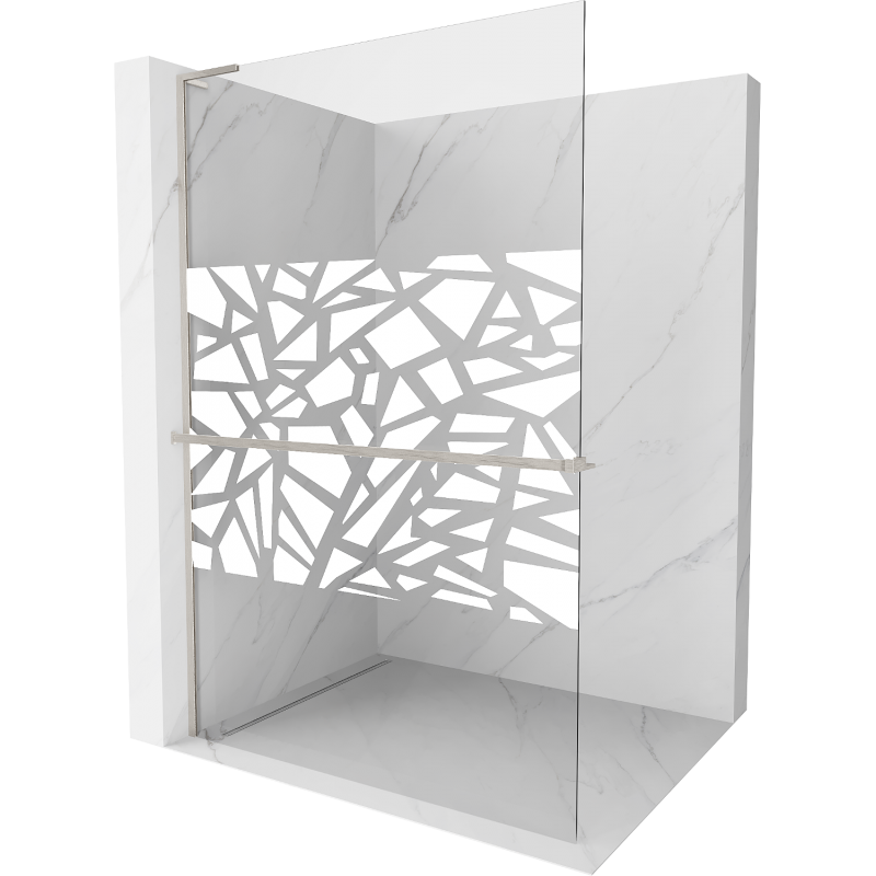 Mexen Kioto+ L ścianka prysznicowa z półką Walk-in 70 x 200 cm, biały wzór, nikiel szczotkowany - 800-070-123-97-85