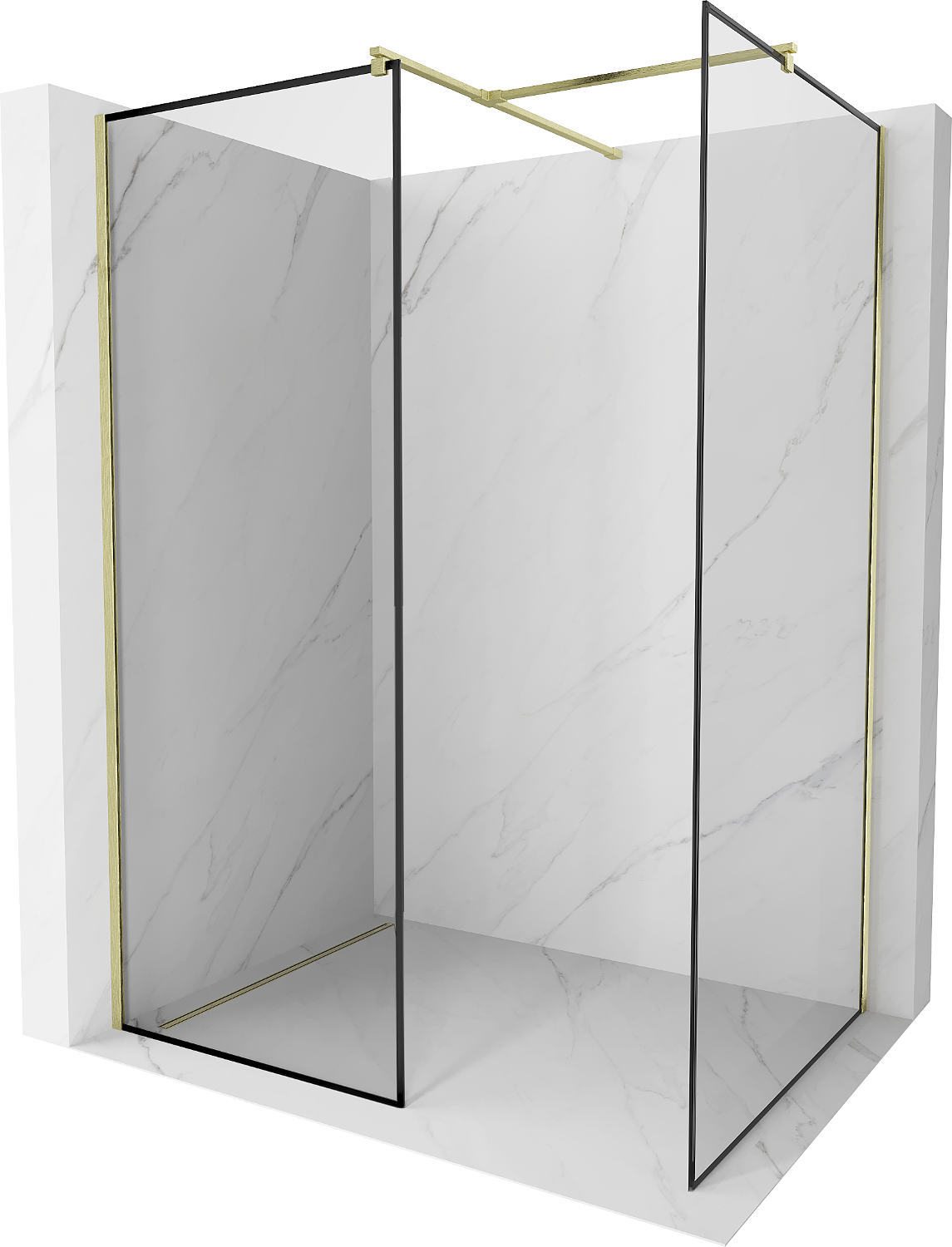 Mexen Kioto ścianka prysznicowa Walk-in 110 x 110 cm, czarny wzór, złota szczotkowana - 800-110-202-55-70-110