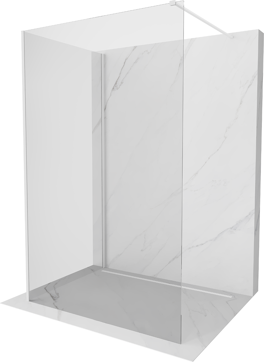Mexen Kioto ścianka prysznicowa Walk-in 130 x 75 cm, transparent, biała - 800-130-212-20-00-075