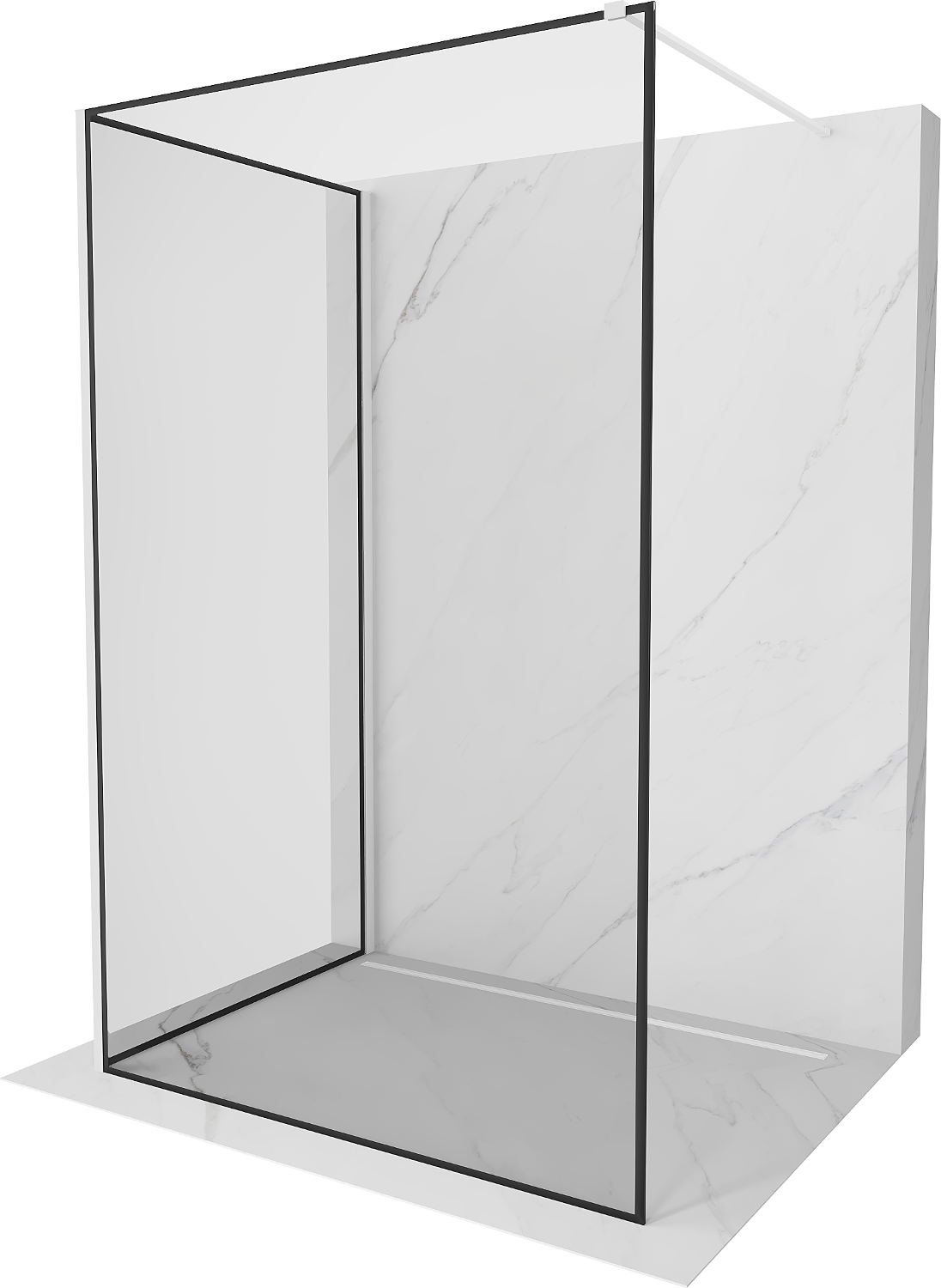 Mexen Kioto ścianka prysznicowa Walk-in 130 x 110 cm, czarny wzór, biała - 800-130-212-20-70-110