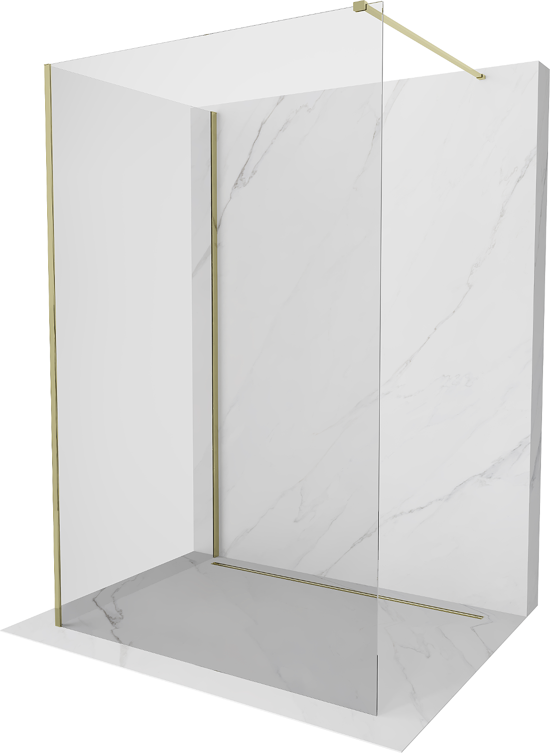Mexen Kioto ścianka prysznicowa Walk-in 135 x 110 cm, transparent, złota - 800-135-212-50-00-110