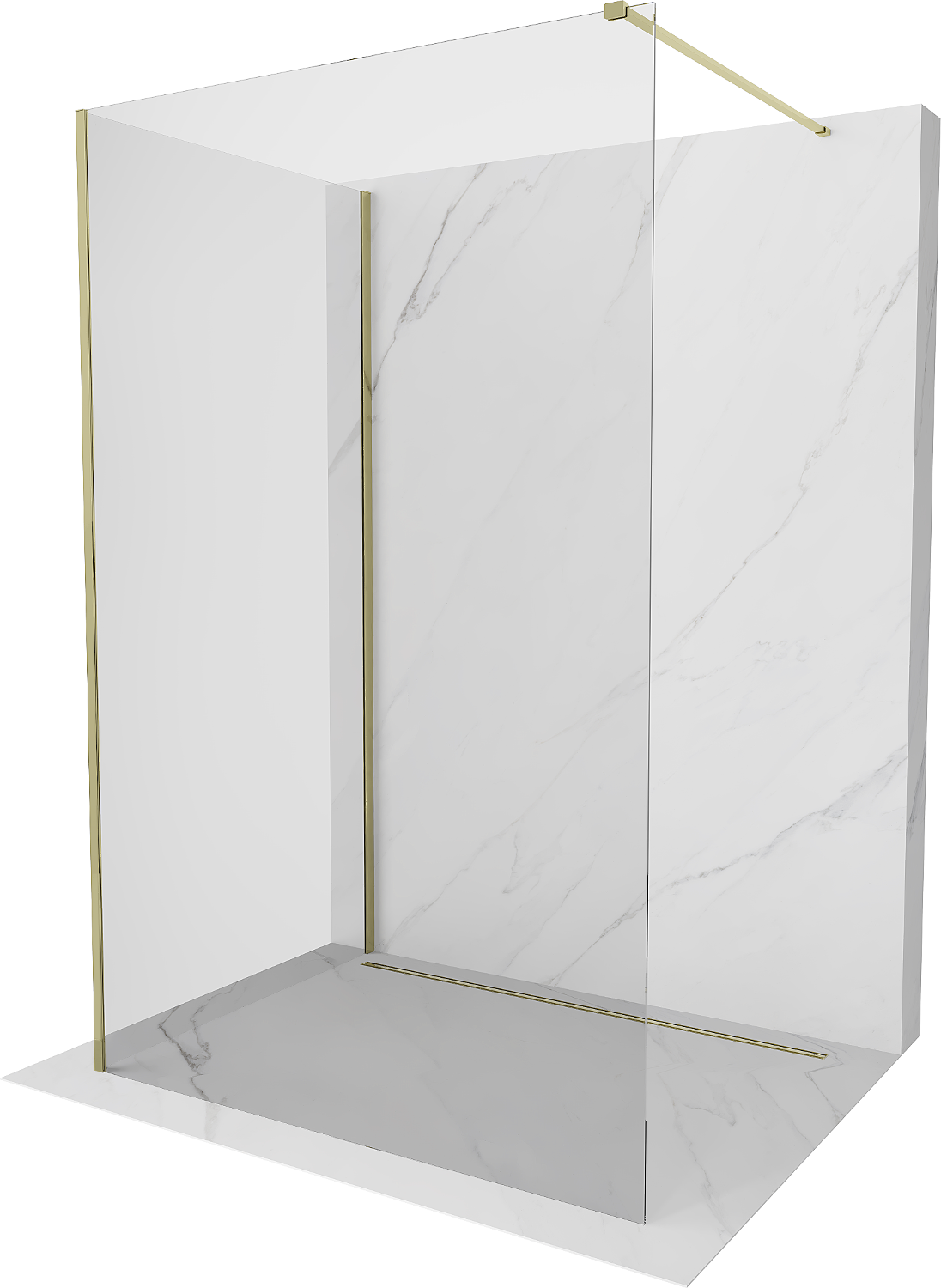 Mexen Kioto ścianka prysznicowa Walk-in 135 x 120 cm, transparent, złota - 800-135-212-50-00-120