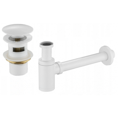 Mexen półsyfon umywalkowy okrągły z korkiem klik-klak, z przelewem, biały - 7992050-20