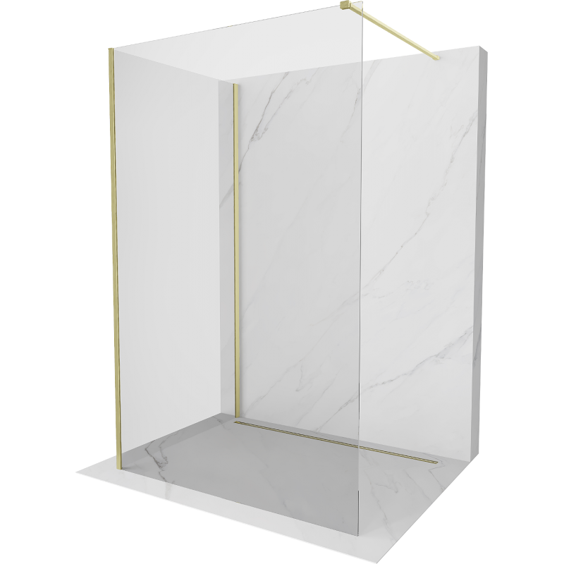 Mexen Kioto ścianka prysznicowa Walk-in 90 x 75 cm, transparent, złota szczotkowana - 800-090-212-55-00-075