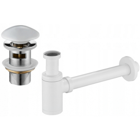 Mexen półsyfon umywalkowy okrągły z korkiem ceramicznym klik-klak, z przelewem, biały - 7992050-25