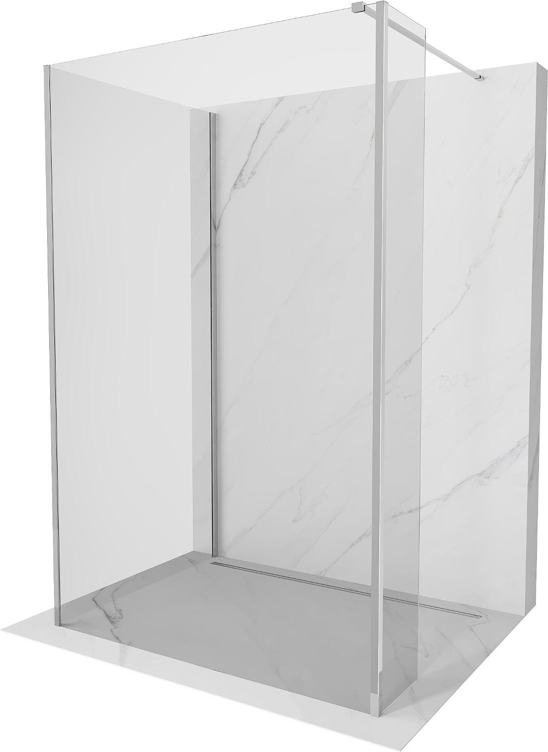 Mexen Kioto ścianka prysznicowa Walk-in 100 x 80 x 40 cm, transparent, chrom - 800-100-080-221-01-00-040