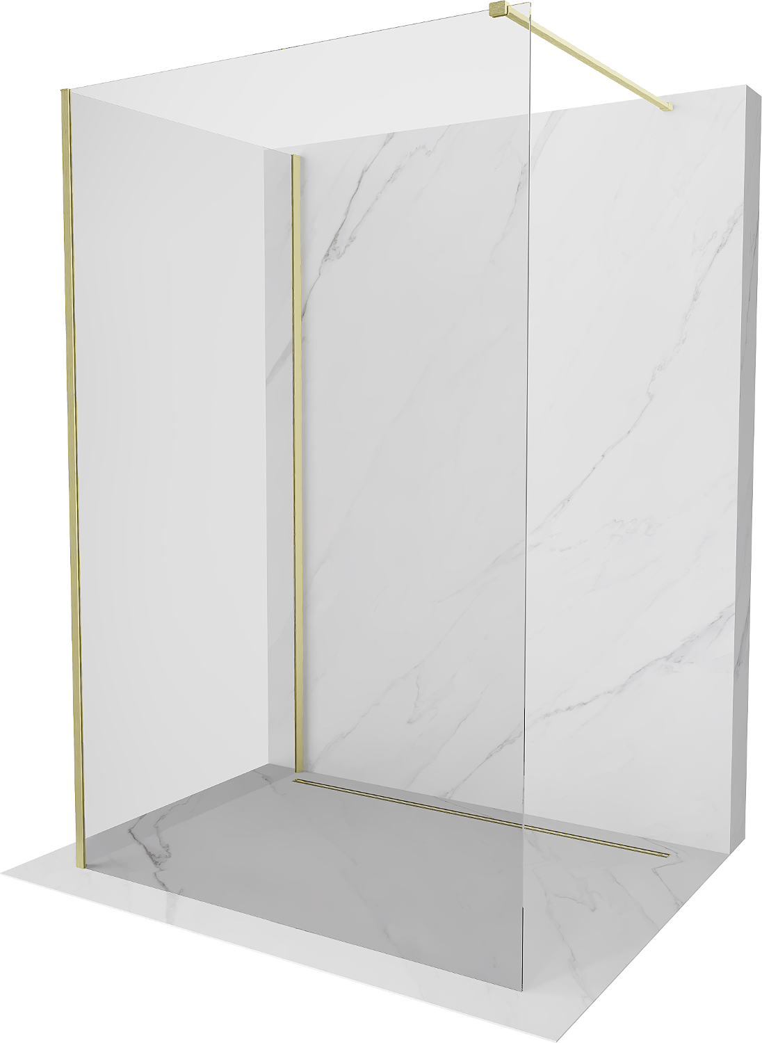 Mexen Kioto ścianka prysznicowa Walk-in 110 x 110 cm, transparent, złota szczotkowana - 800-110-212-55-00-110