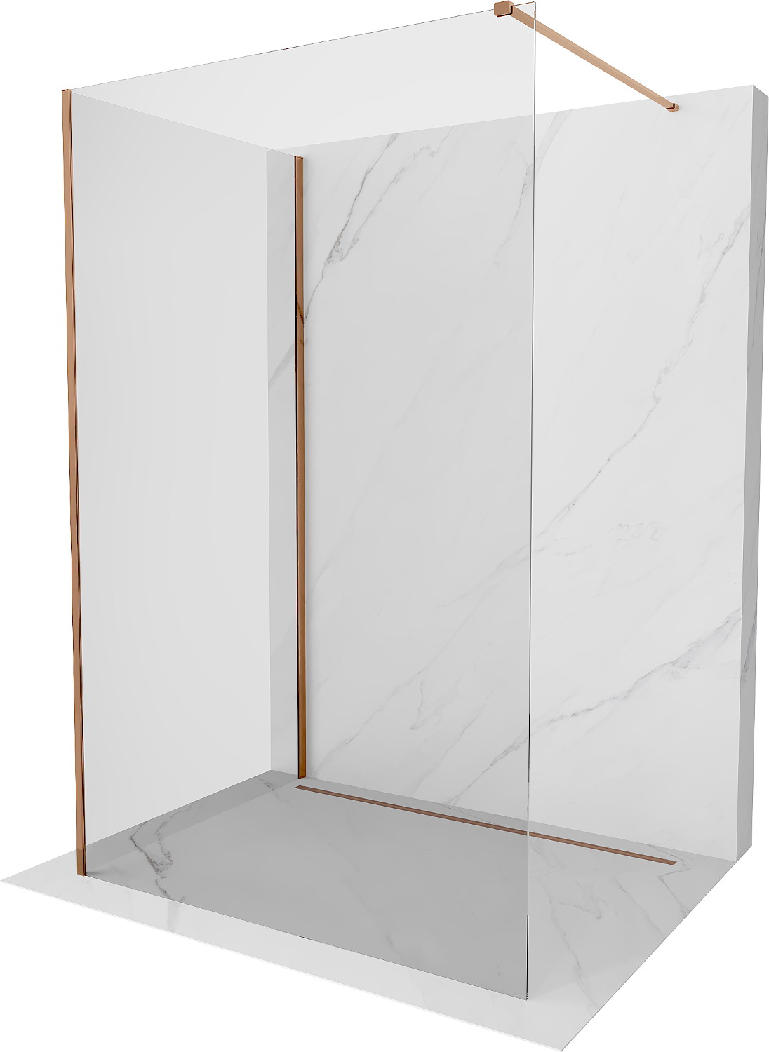 Mexen Kioto ścianka prysznicowa Walk-in 125 x 70 cm, transparent, różowe złoto - 800-125-212-60-00-070