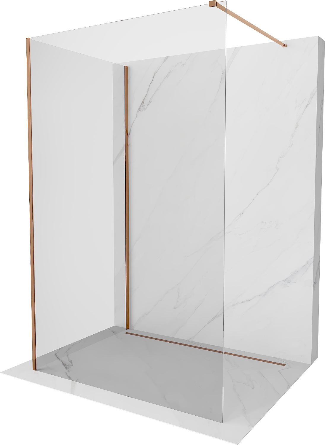 Mexen Kioto ścianka prysznicowa Walk-in 120 x 85 cm, transparent, różowe złoto - 800-120-212-60-00-085