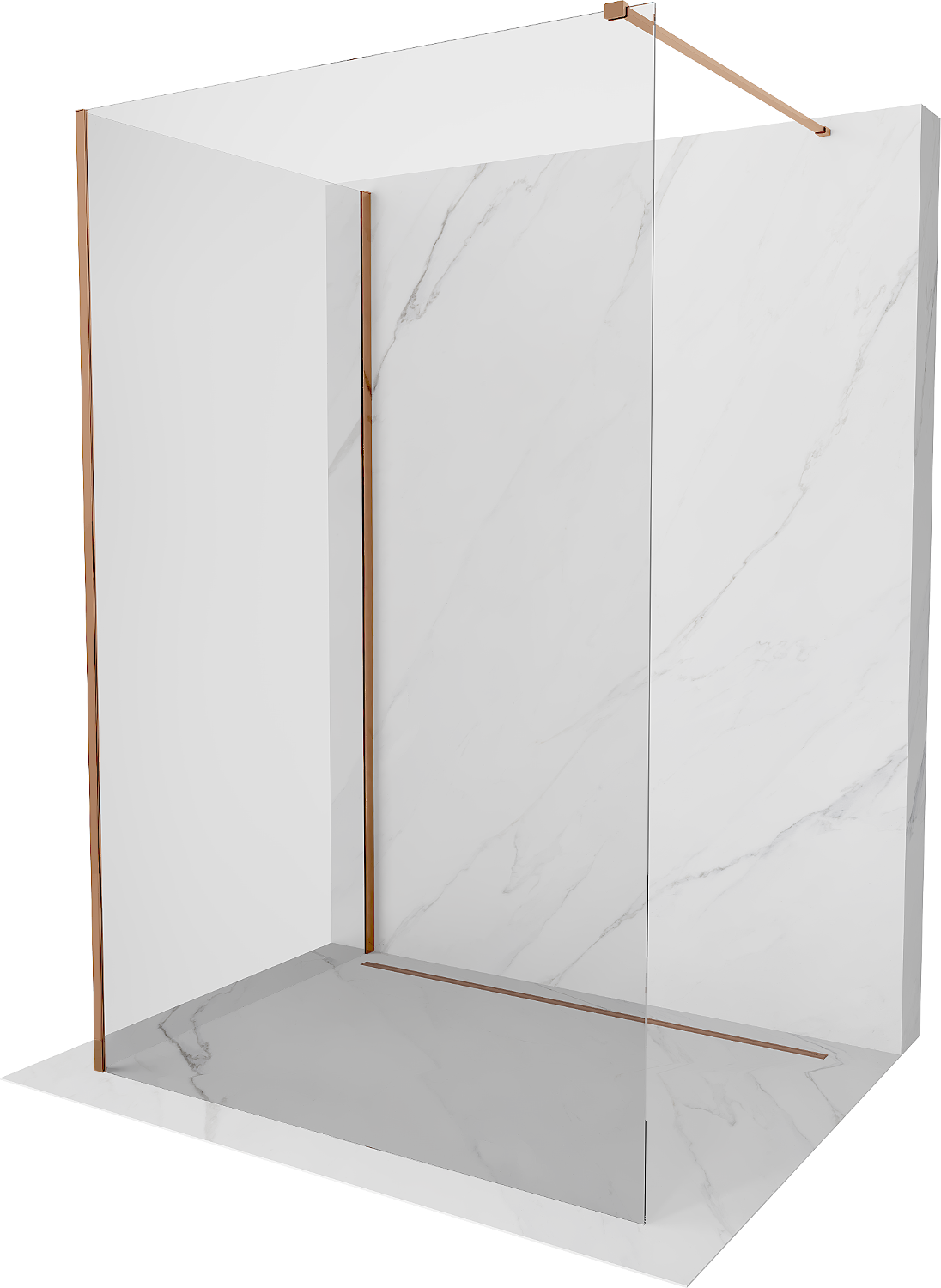 Mexen Kioto ścianka prysznicowa Walk-in 140 x 95 cm, transparent, różowe złoto - 800-140-212-60-00-095