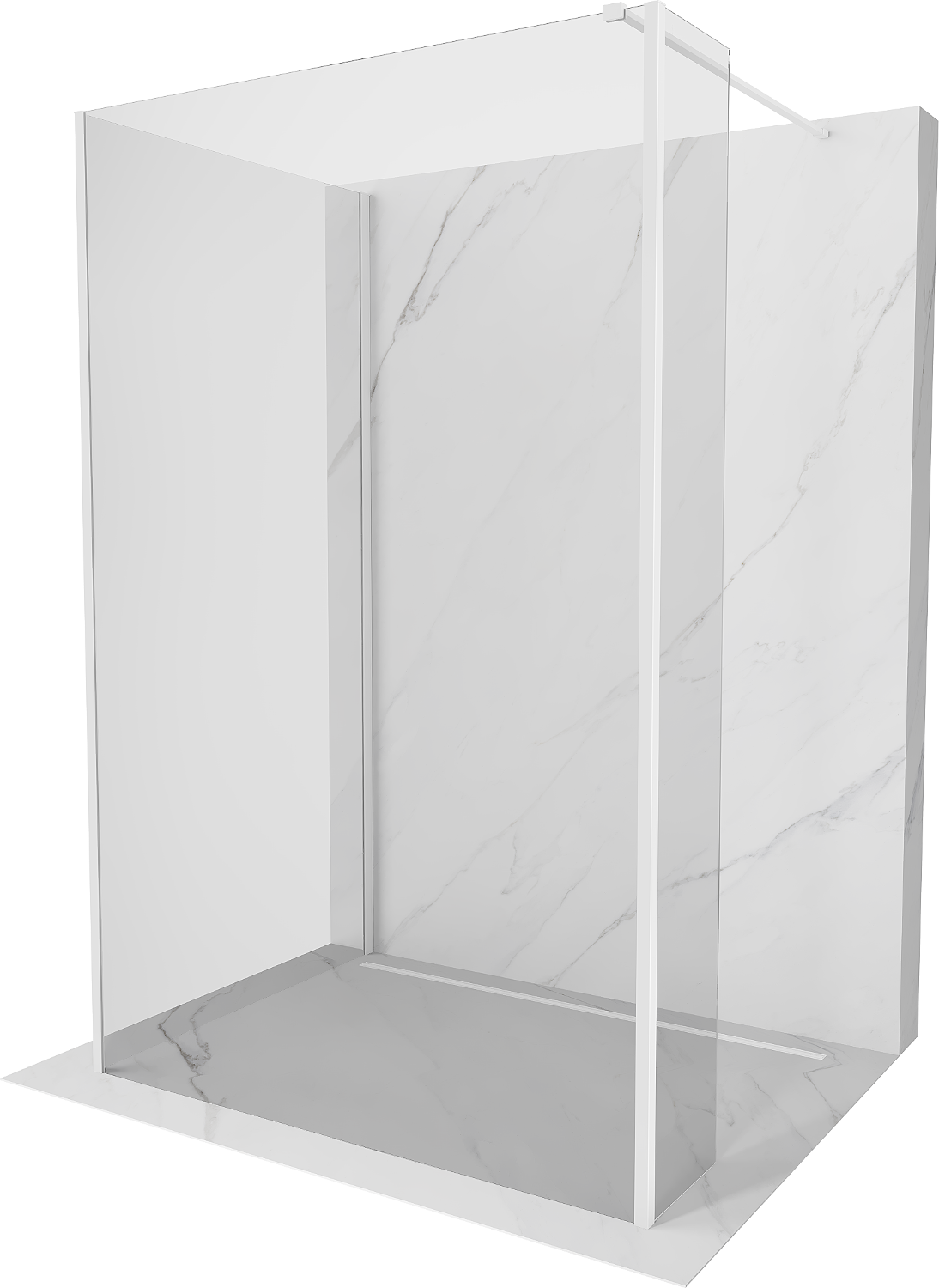 Mexen Kioto ścianka prysznicowa Walk-in 100 x 70 x 30 cm, transparent, biała - 800-100-070-221-20-00-030